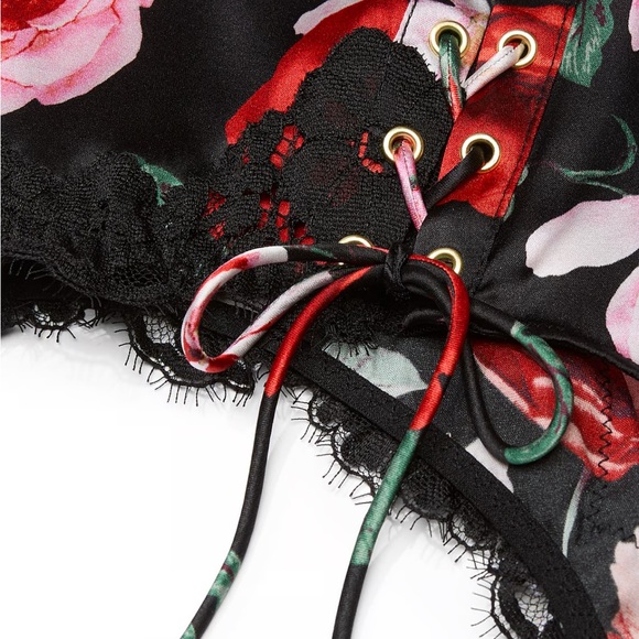 Atelier X Victoria's Secret Satin Lace Black Floral Lace-Up Panty - Picture 4 of 11
